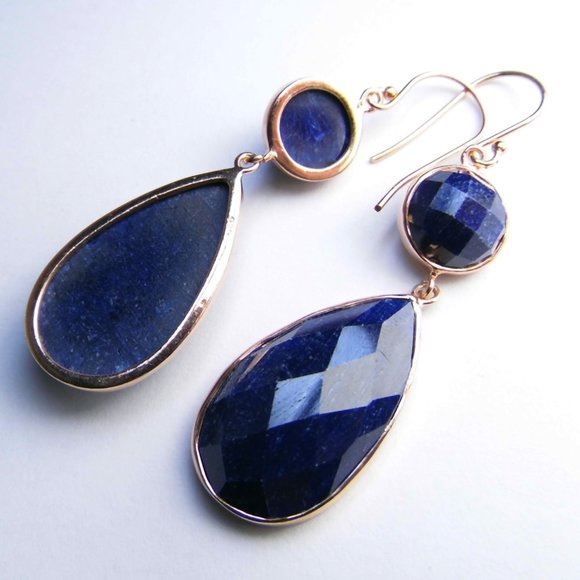 56 ctw SAPPHIRE Rose gold over Silver Earrings - Picture 6 of 8
